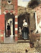 Pieter de Hooch the courtyard of a house in delft oil painting
